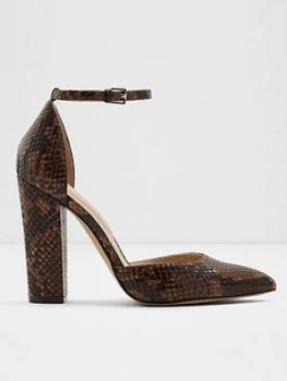 Image of Aldo Nicholes Snake Print Heeled Shoes - Brown, Size 8, Women