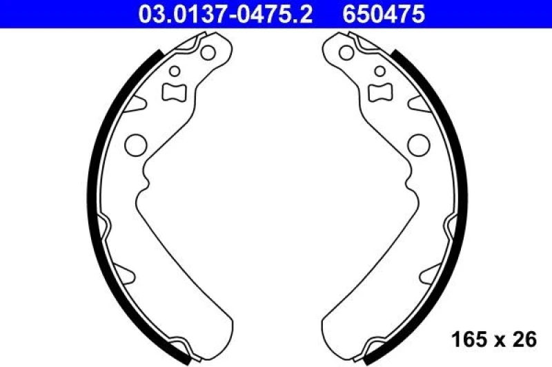 Image of ATE 03.0137-0475.2 Brake Shoes without lever Brake Shoe Set (70)