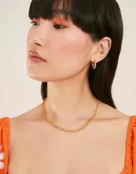 Image of Accessorize Womens 14ct Gold-Plated Sun Chunky Chain Necklace