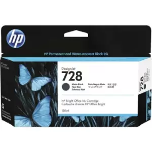 Image of HP 728 Matte Black DesignJet Ink 130ml