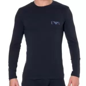 Image of Emporio Armani Bold Monogram Cotton Long Sleeve T-Shirt - Navy L
