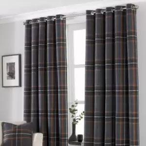 Aviemore Tartan Faux Wool Eyelet Curtains Rust