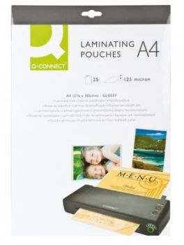 image of Q-Connect A4 Laminating Pouch 250 Micron (Pack of 25)