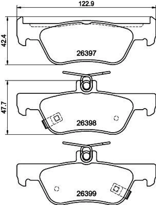 Image of HELLA Brake pad set HELLA 8DB 355 043-091