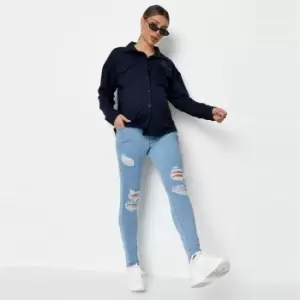 image of Missguided Maternity Ripped Sinner Jean - Blue