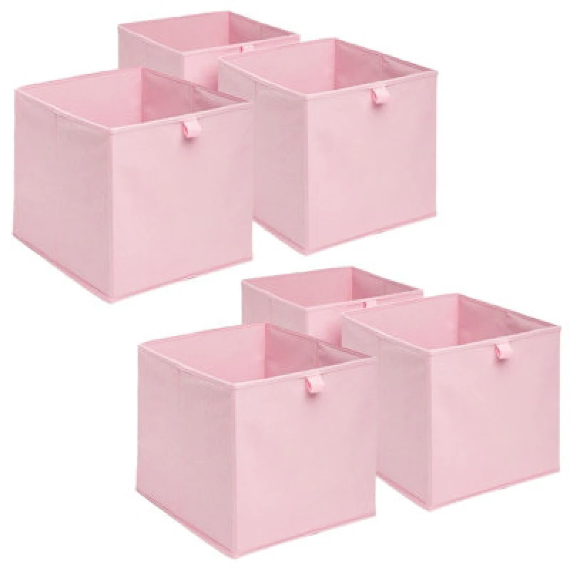 Image of OHS OHS Pack of 6 Plain Folding Storage Boxes in Light Pink Light Pink One Size Unisex 5027434150915