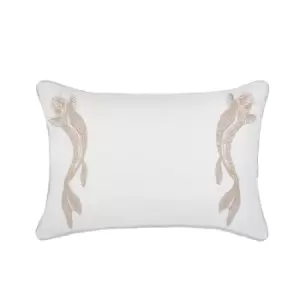 image of Sanderson Lotus Leaf Embroidered Cushion 60cm x 40cm, Ivory