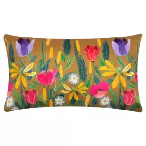 Image of Wylder Nature House Of Bloom Celandine Outdoor Boudoir Cushion Saffron Yellow