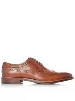 image of Dune Superior Leather Wingtip Brogue Shoes Male Tan UK Size 11