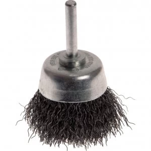 image of Faithfull Stainless Steel Crimped Wire Cup Brush 70mm 6mm Shank