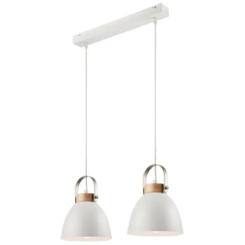 Image of Lamkur Lighting - Danielle Steel Dome Pendant Ceiling Lights White, 2x E27