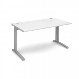 image of TR10 Straight Desk 1400mm x 800mm - Silver Frame White Top