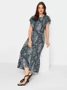 Image of Long Tall Sally Paisley Print Maxi Dress - Navy , Black, Size 12, Women