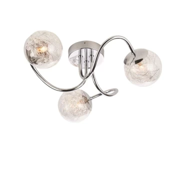 Image of Endon Auria - LED 3 Light Semi flush Chrome With Chrome Wire, Bead Shade, G9