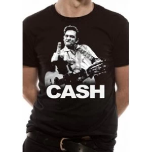 Image of Johnny Cash Finger T-Shirt Large - Black