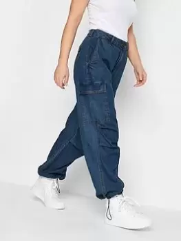 Image of PixieGirl Petite Denim Parachute Trouser, Blue, Size 14, Women