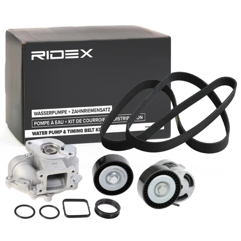Image of RIDEX 4172P0031 Water Pump + V-Ribbed Belt Kit with water pump Water Pump + V-Ribbed Belt Kit (4172)