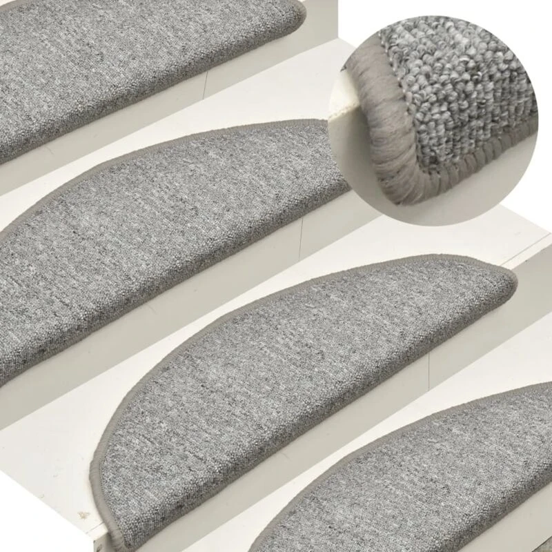 Image of VIDAXL Stair Mats 15 pcs 56x17x3cm Light Grey Half Round Vidaxl 8720286045947