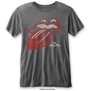 image of The Rolling Stones - Vintage Tongue Unisex Medium T-Shirt - Grey