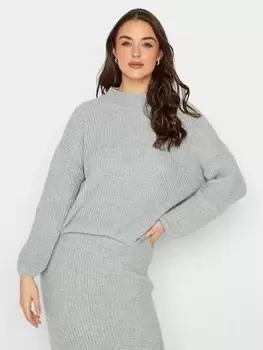 image of Long Tall Sally Funnel Neck Grey Jumper, Grey, Size 14-16, Women