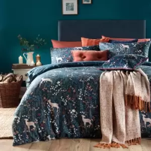 Image of Furn. Richmond Midnight Blue Duvet Cover and Pillowcase Set Blue, Red and Green