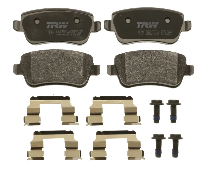Image of TRW GDB1638 Brake pad set not prepared for wear warning indicator, with accessories, with brake caliper screws Brake Pad Set,disc brake (402)