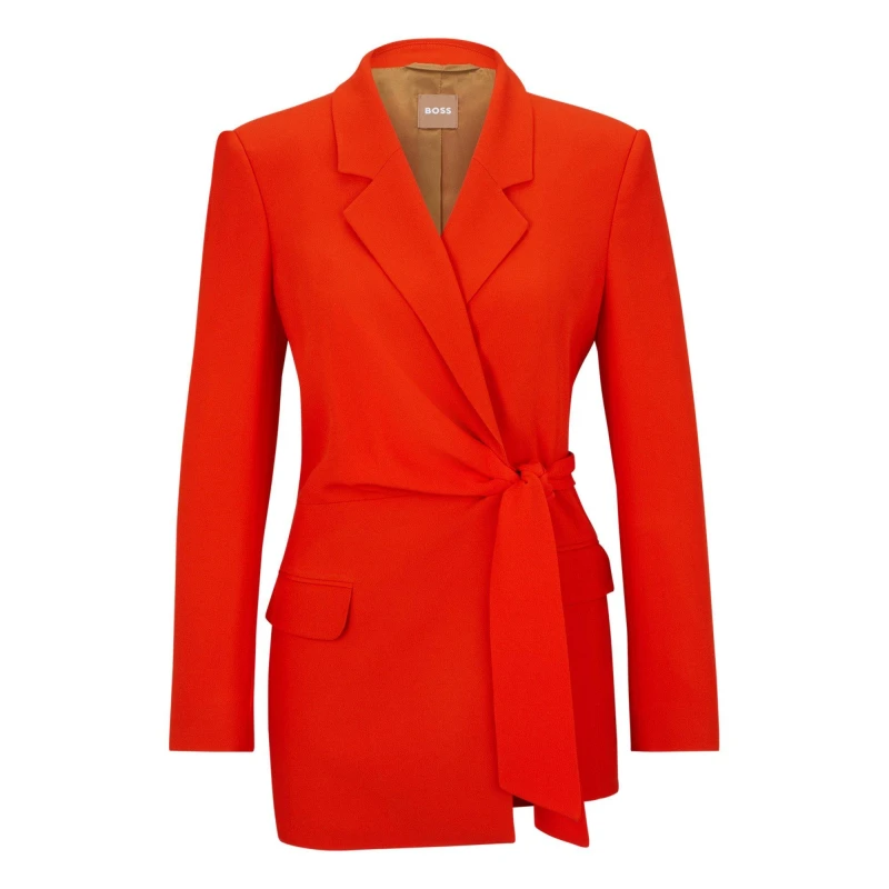 Image of Boss Womens Jawana Tailored Wrap Viscose Long Sleeve Blazer Bright Orange female 16 (XXL)