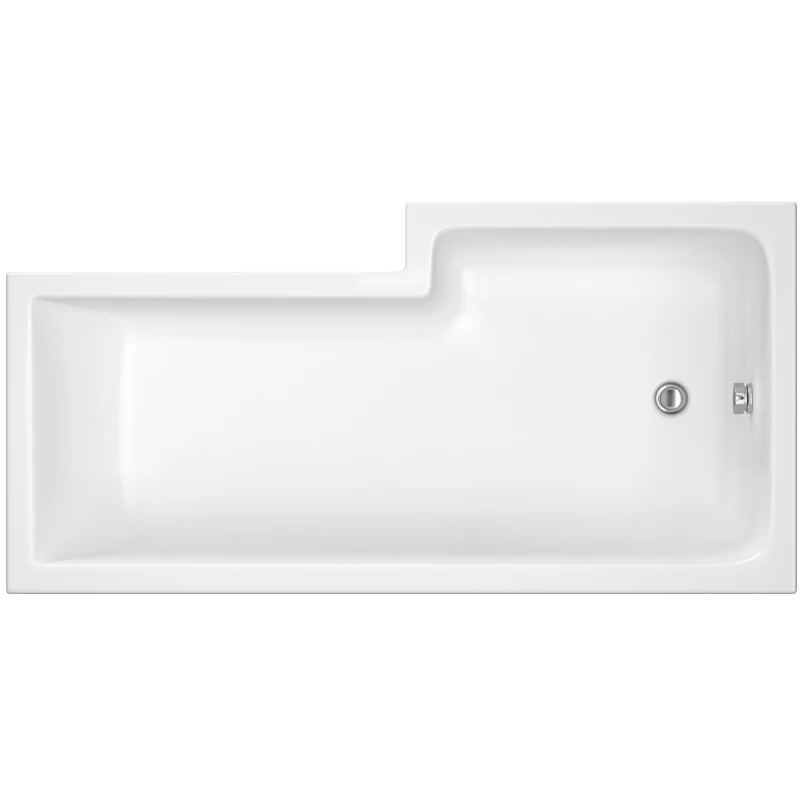 Image of Balterley L Shape Left Hand Shower Bath Tub with Leg Set 1700mm White
