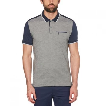 Image of Original Penguin Sleeve Collar Polo Shirt - Black Iris