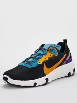 Image of Nike Renew Element 55 Premium Junior Trainers - Black/Yellow, Size 5