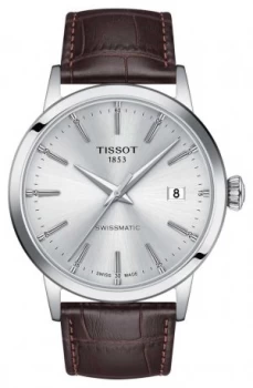 image of Tissot Swissmatic Silver Dial Brown Leather Strap Watch