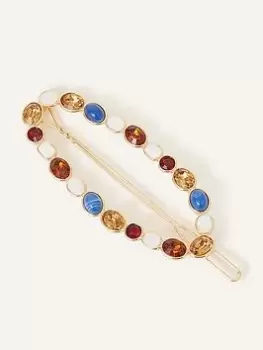 Image of Accessorize Mixed Gem & Stone Oval Clip, Multi, Women