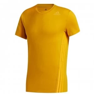 Image of adidas Mens Aeroknit 3-Stripes Climawarm T-Shirt - Legacy Gold