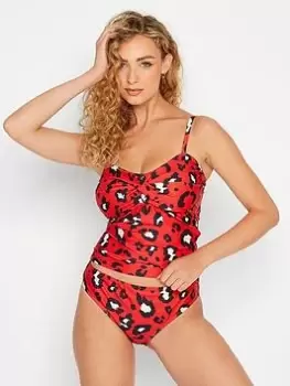 Long Tall Sally Tall Leopard Print Tankini Set - Red, Size 10, Women