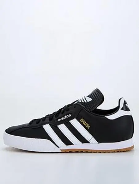 image of (Black, 8 UK) Adidas Originals Samba Super Black Leather Mens Trainer Shoes