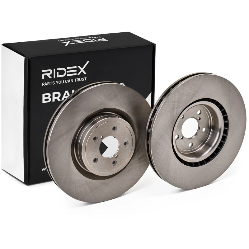 Image of RIDEX 82B1161 Brake disc Front Axle, Vented, Cast Iron, Uncoated, Untreated, without bolts/screws Cast Iron Brake Disc (82)