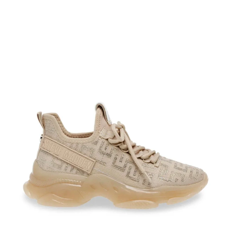 Image of STEVE MADDEN Maxout Silver Sneakers - Neutral Neutral 4