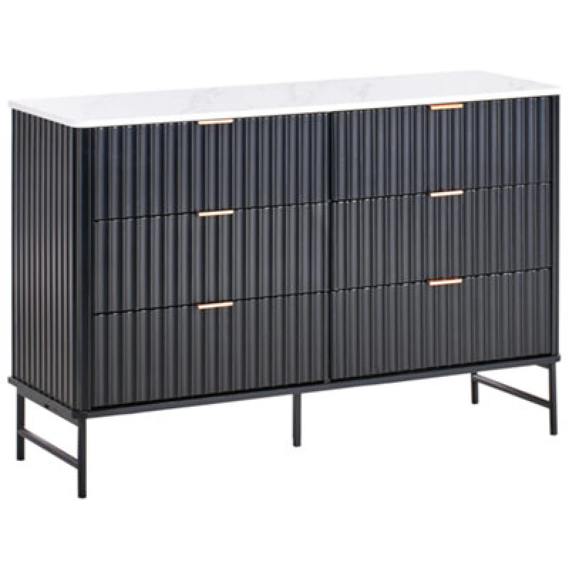 Image of Beliani 6 Drawer Chest Glastonbury Marble/ Black