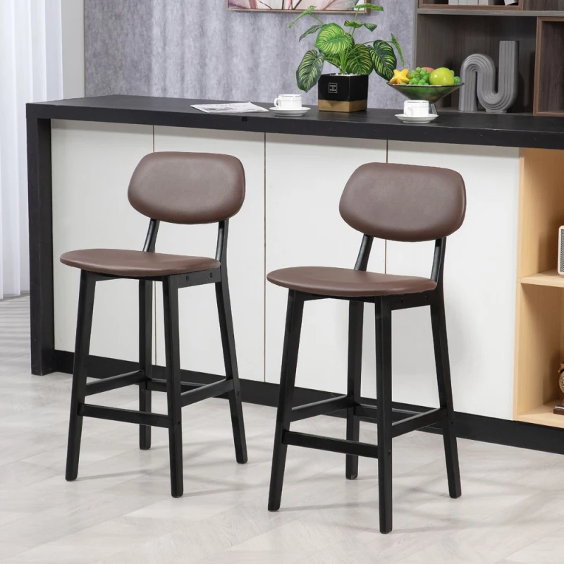 Image of HOMCOM Breakfast Bar Stools Set Of 2, Brown 83A-124V70BN