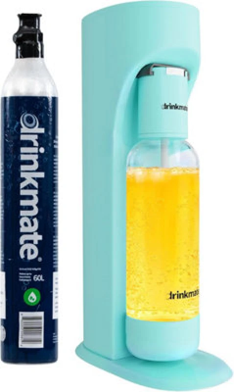 Image of Drinkmate Omnifizz Sparkling Water Soda Maker With 1X 60L Co2 Cylinder, Arctic Blue