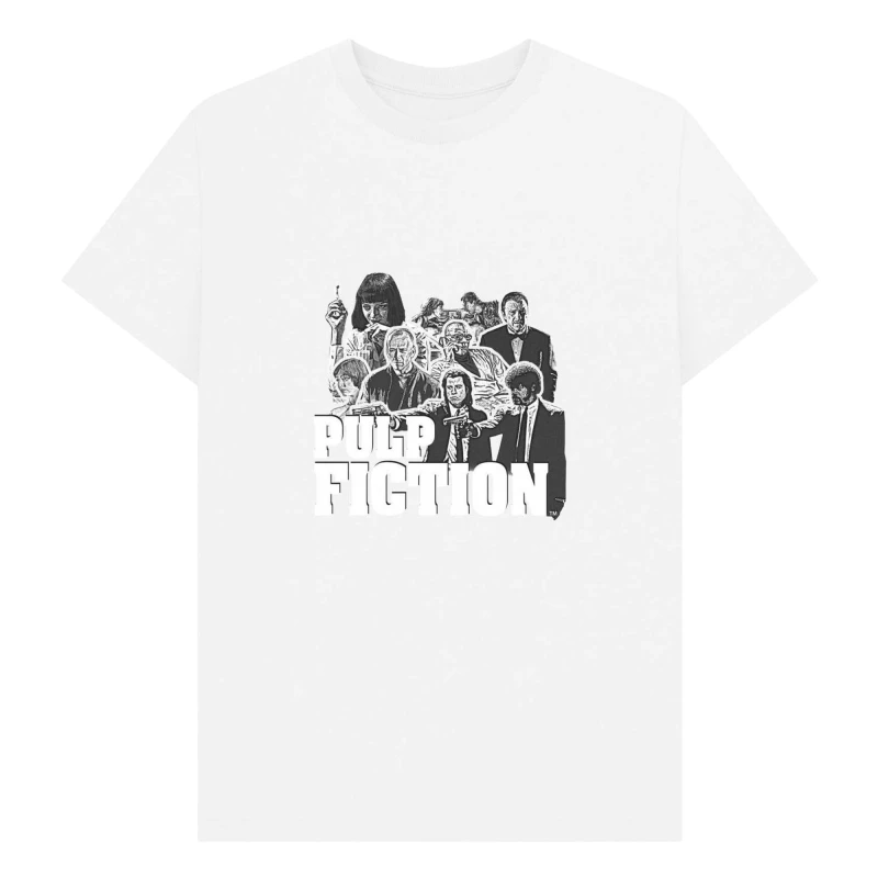 Image of Pulp Fiction Mens Cast T-Shirt in White Size: Small White Male S