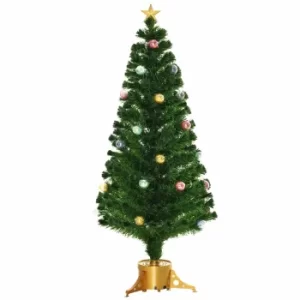 Image of Prelit Artificial Potted Christmas Tree with Fibre Optic Lights 150cm, Green