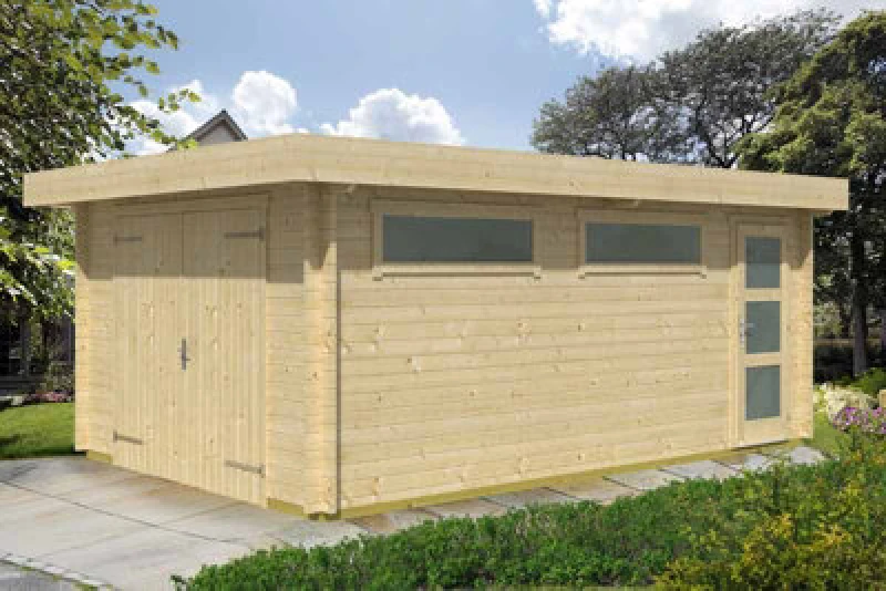 Image of Lasita Maja Canberra-Log Cabin, Wooden Garden Room, Timber Summerhouse, Home Office - L422.7 X W600 X H233.7 Cm