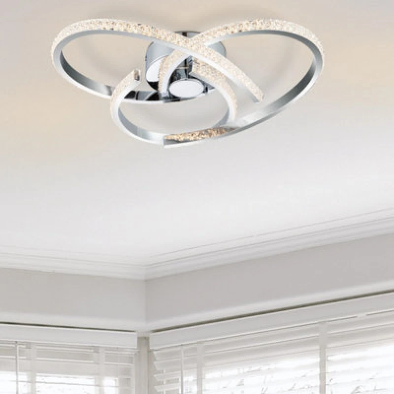 Image of Cosylyte Moora 3 Light Integrated Led, Modern, Curved Ceiling Light - Chrome