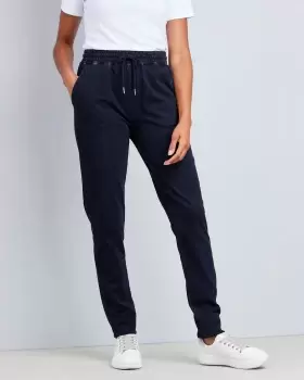 Image of Cotton Traders Womens Relaxed Jersey Denim Pull-On Joggers in Blue
