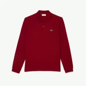 Image of Lacoste Long Sleeve Embroidered Polo Shirt - Red