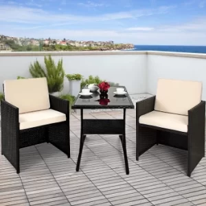 image of 2 Seat Poly Rattan Patio Set Black/Cream