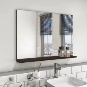 Image of Rectangular Dark Oak Mirror With Shelf 650 x 900mm - Boston