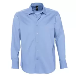 Image of SOLS Mens Brighton Long Sleeve Fitted Work Shirt (3XL) (Bright Sky)