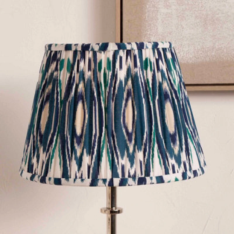 Image of Pacific Lifestyle 35Cm Blue Patterned Tapered Lampshade Cone Table Lamp Shade